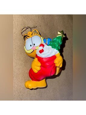 Garfield Vintage Christmas Ornament with stocking and glitter accents by PAWS